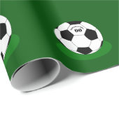 サッカー、サッカーボール（名前と番号あり） ラッピングペーパー (ロールコーナー)