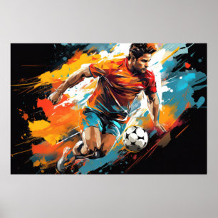 サッカー・サッカー・アクショ絵画ン・スポーツ抽象芸術・アート ポスター