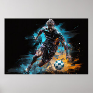 サッカー・サッカー・アクショ絵画ン・スポーツ抽象芸術・アート ポスター