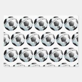 サッカー·サッカー·カスタムのモノグラム名 ラッピングペーパーシート