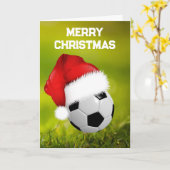 サッカー&サンタクロースカスタムクリスマスカード カード (黄色い花)