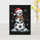 サッカー サンタ帽子 ホリデー カード (黄色い花)