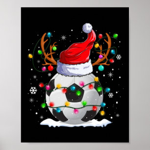 サッカー サンタ 帽子 トナカイ クリスマス ライト 楽しい Xmas ポスター