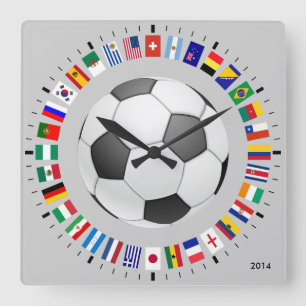 サッカー スクエア壁時計