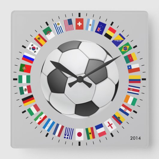 サッカー スクエア壁時計 (正面)