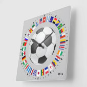 サッカー スクエア壁時計 (傾斜)