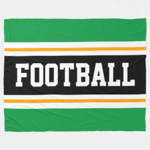 サッカー スポーティ ブライトグリーン ブラック オレンジ ストライプ フリースブランケット