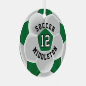 サッカー⚽ダークグリーンとホワイトボール メタルオーナメント (正面右)
