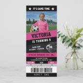 サッカー チケット スポーツ 誕生日 ご招待 | ピンク 招待状 (スタンド正面)