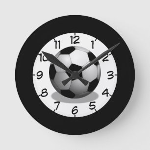 サッカー チーム コーチ スポーツ ボール 楽しい サッカーボール 遊び ラウンド壁時計