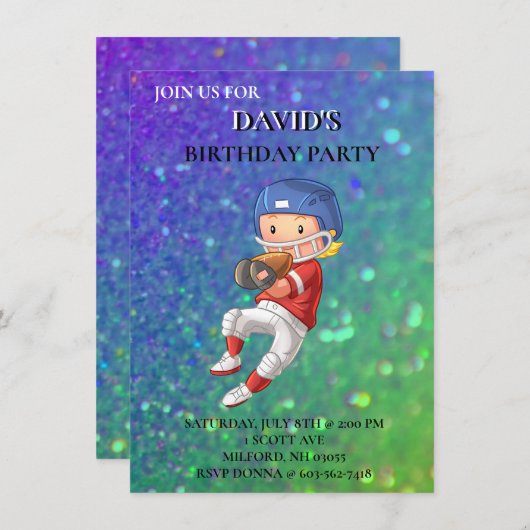 "サッカー"テーマボーイズ誕生日招待状 招待状 (正面/裏面)