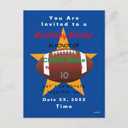 サッカー テーマ 男の子 ポストカード 誕生日 招待状 HAMbyWG (正面)