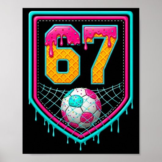 サッカー ドリップ ナンバー67 サッカー選手 ポスター (正面)