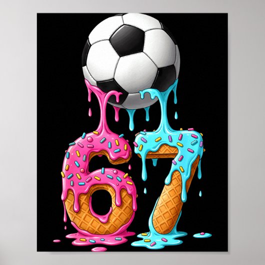 サッカー ドリップ ナンバー67 少年サッカー選手 67 ポスター (正面)