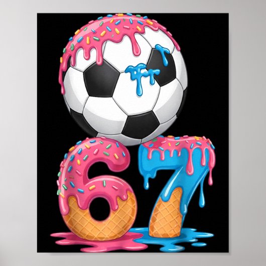サッカー ドリップ ナンバー67 少年 サッカー選手 67 ポスター (正面)