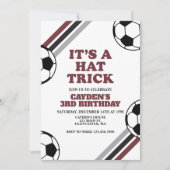 サッカー ハットトリック 3歳の誕生日 招待状 (正面)