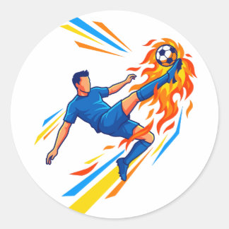 サッカー バイシクルキック 炎のボール スポーツノート ラウンドシール
