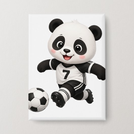 サッカー パンダ ボタン 缶バッジ (正面)