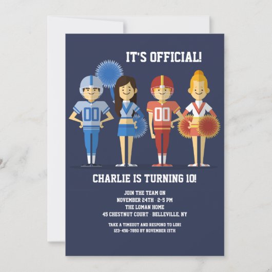 サッカー パーティー 招待状 (正面)