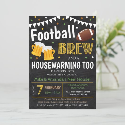 サッカー・ビール引っ越し祝いパーティーパーティの招待状 招待状 (スタンド正面)