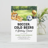 サッカー、ビール、乾杯 大人の誕生日 招待状 (スタンド正面)