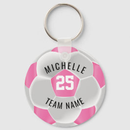 サッカー – ピンクと白 キーホルダー