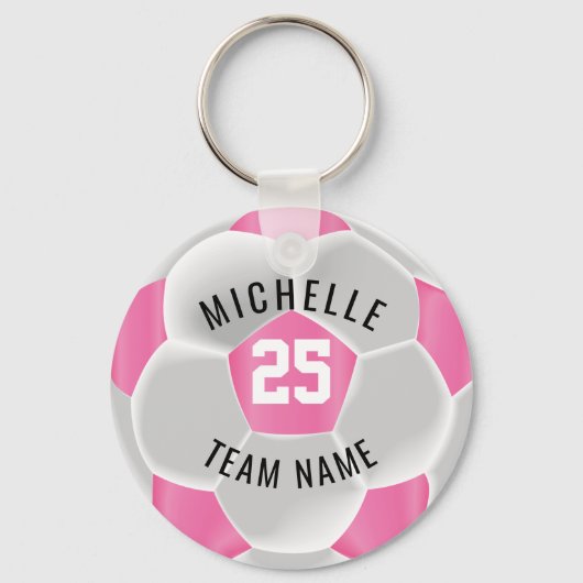 サッカー – ピンクと白 キーホルダー (正面)