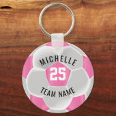 サッカー – ピンクと白 キーホルダー (裏面)