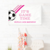 サッカー　ピンクストライプ　ゲームタイム　誕生日 横断幕 (インサイチュ)