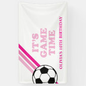 サッカー　ピンクストライプ　ゲームタイム　誕生日 横断幕 (縦)