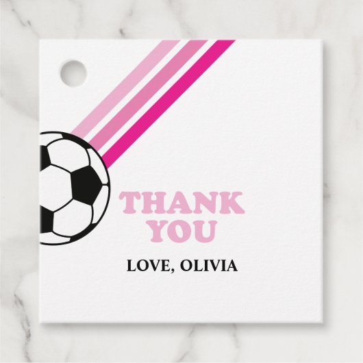 サッカー ピンク ストライプ サンクス バースデー フェイバータグ (正面)