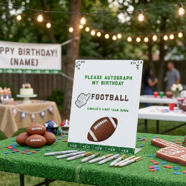 サッカー ファーストイヤー ダウン 1歳の誕生日 写真 台座サイン
