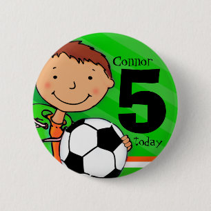 サッカー/フットボールの一流の年齢5の緑ボタン/バッジ 缶バッジ