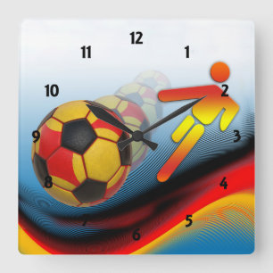 サッカー・フットボールの力学 スクエア壁時計