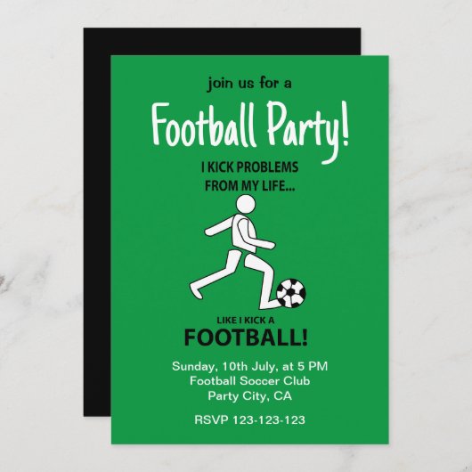サッカー フットボール スポーツ サッカー パーティー 招待状 (正面/裏面)