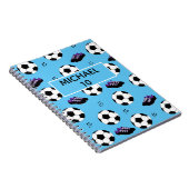 サッカー フットボール 名前と番号 青 ノートブック (右側)