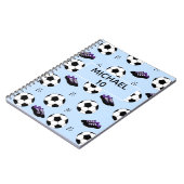 サッカー フットボール 名前と番号 青 ノートブック (左側)