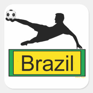 サッカー/ブラジルのステッカー スクエアシール