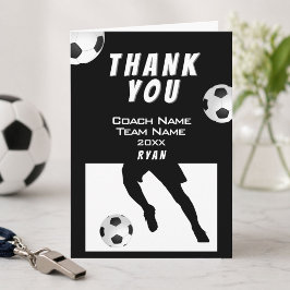 サッカー ブラック サッカーコーチへの感謝カード サンキューカード