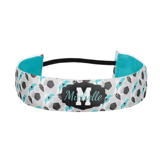 サッカー⚽ブラック、ティール(緑がかった色)、ホワイト アスレチックヘッドバンド (正面)