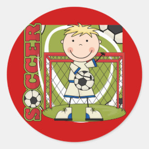 サッカー – ブロンド少年ゴアリーTシャツとギフト ラウンドシール