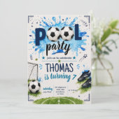 サッカー プールパーティー 誕生日招待状 テンプレート (スタンド正面)