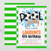 サッカー プールパーティー 誕生日 招待状 (正面/裏面)