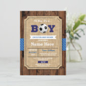 サッカー ベイビー シャワー 男の子 青い木 サッカー 招待状 (スタンド正面)