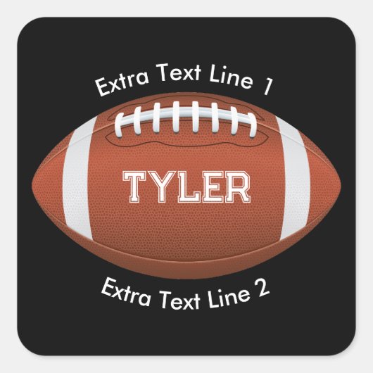 サッカー、ホワイトネーム、ブラック上の2文字ライン スクエアシール (正面)