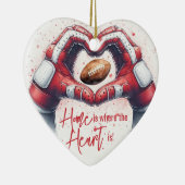サッカー – ホームはハートが手である セラミックオーナメント (右)