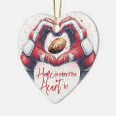 サッカー – ホームはハートが手である セラミックオーナメント (左)