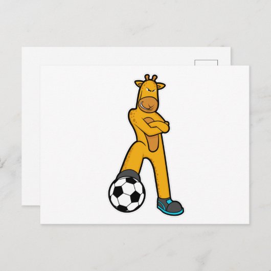 サッカー ボールでスポーツするキリン ポストカード (正面/裏面)