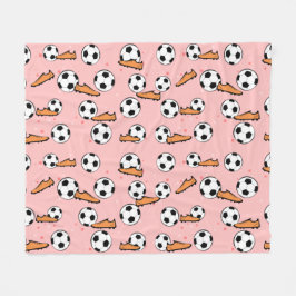サッカー - ボールとスパイク シームレス パターン フリースブランケット