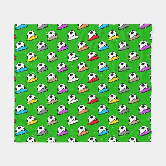 サッカー - ボールとブーツ シームレス パターン フリースブランケット (正面(横))